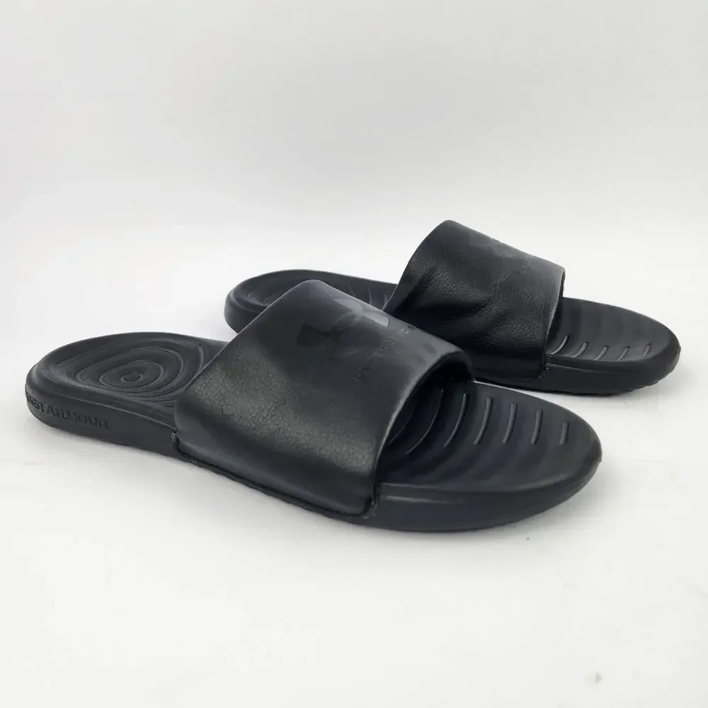 Under Armour Sandals Mens 11 Ansa Fixed Slide Black Slip On Comfort 3023761-003